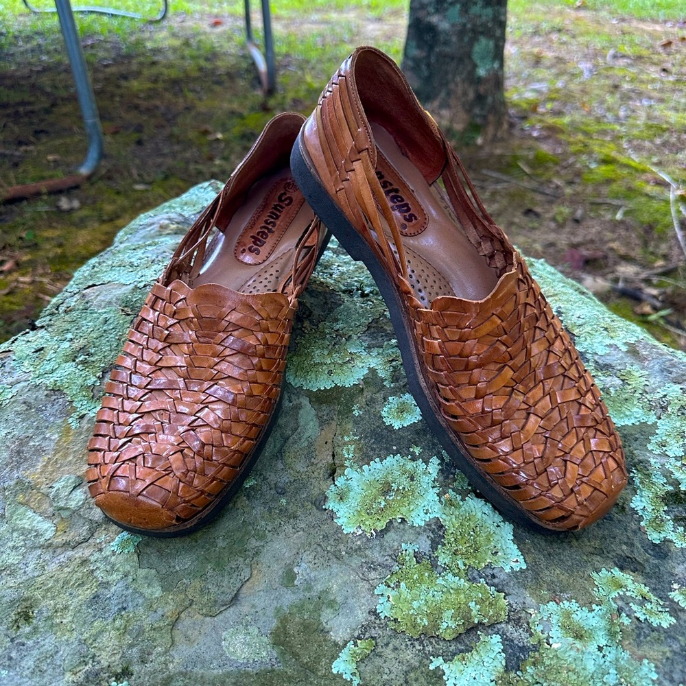 Sunsteps Leather Hand Woven Sandals size 10.5 - Picture 2 of 9